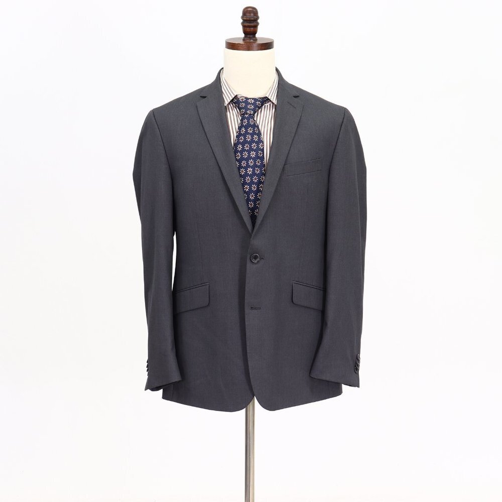 Kenneth Cole 46R Gray Solid 2-Button Sport Coat Blazer Jacket W033